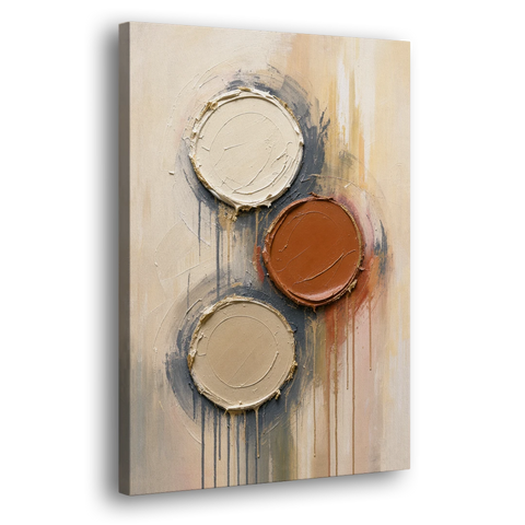 3D Textured Terracotta Disc Trio - Canvas Wall Art