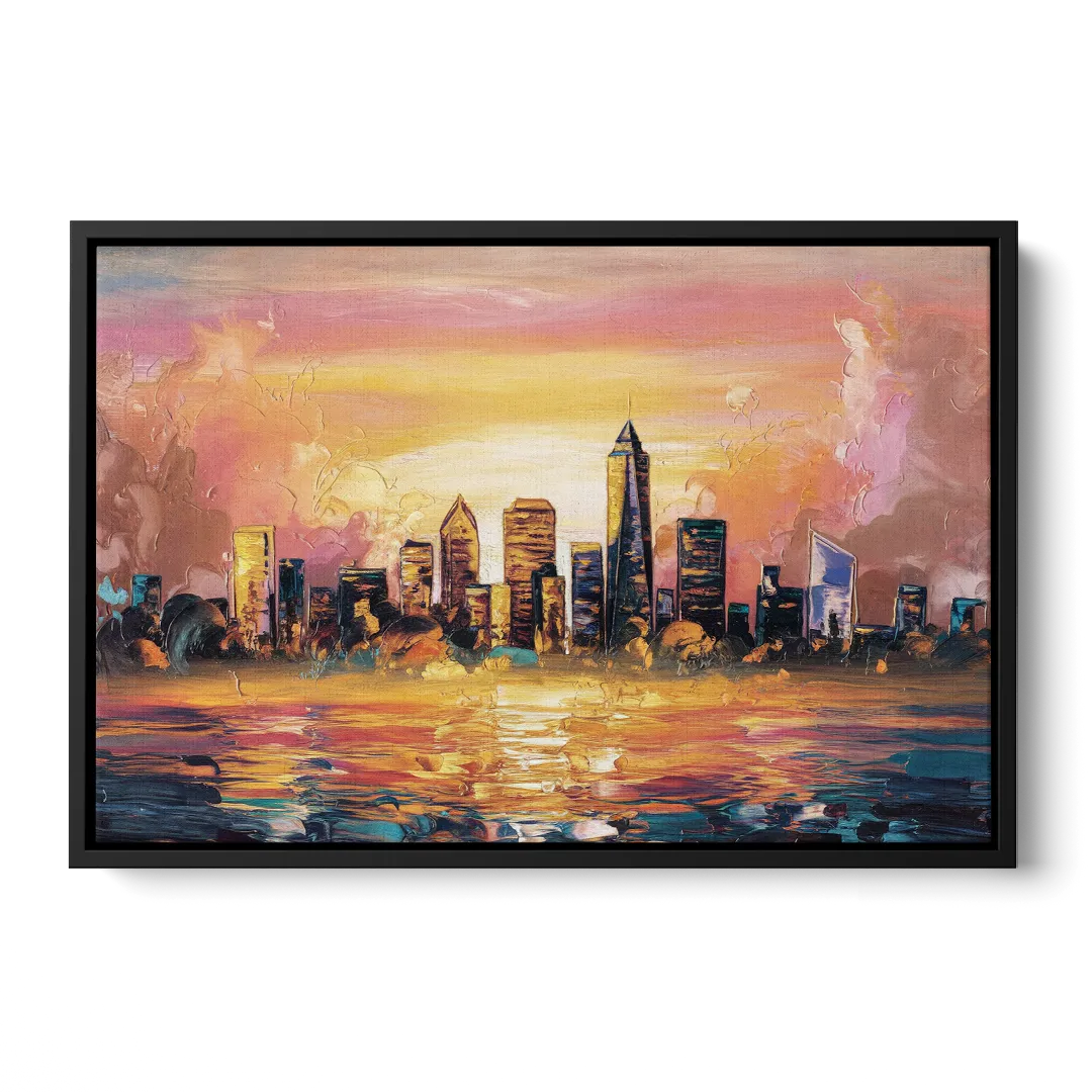 Salem Skyline Sunset - Black Frame Canvas