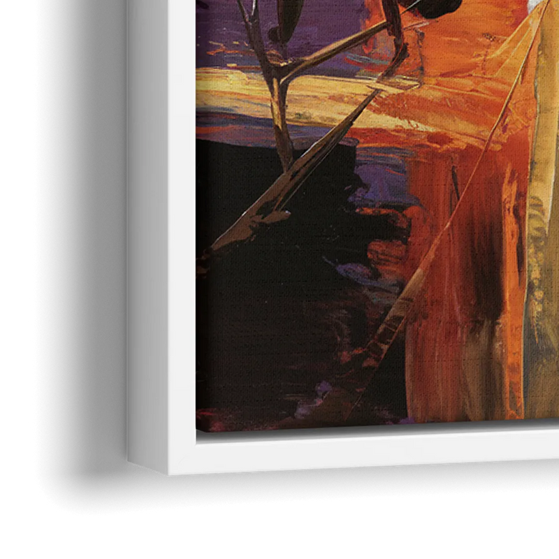 Atlanta Vintage Skyline - Close-Up White Frame Canvas