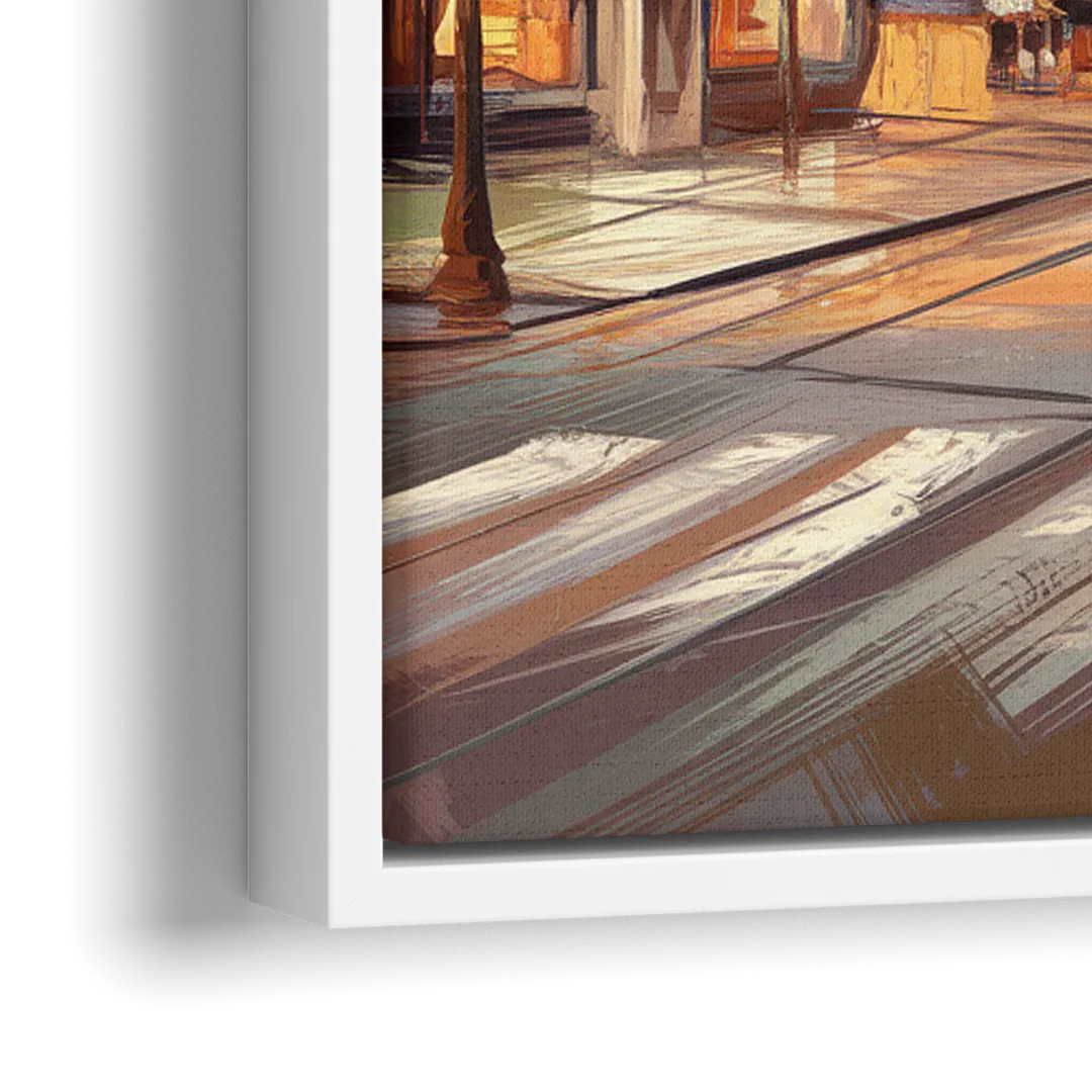 Raleigh Downtown Streetscape - Close-Up White Frame Canvas