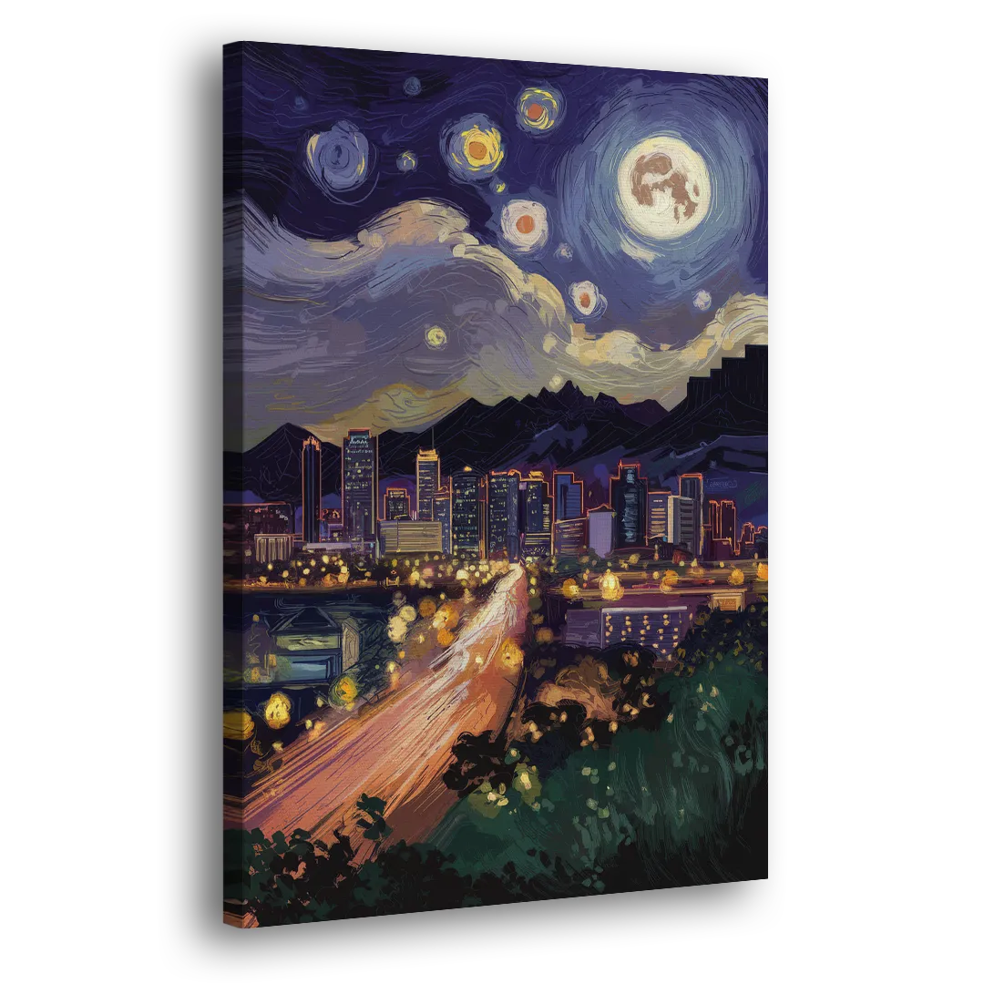 Phoenix Arizona Nightscape - Canvas Print Art Sides
