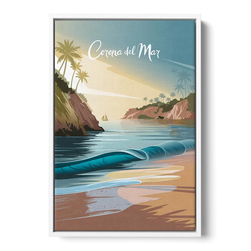 Corona Beach Vibes - White Frame Canvas