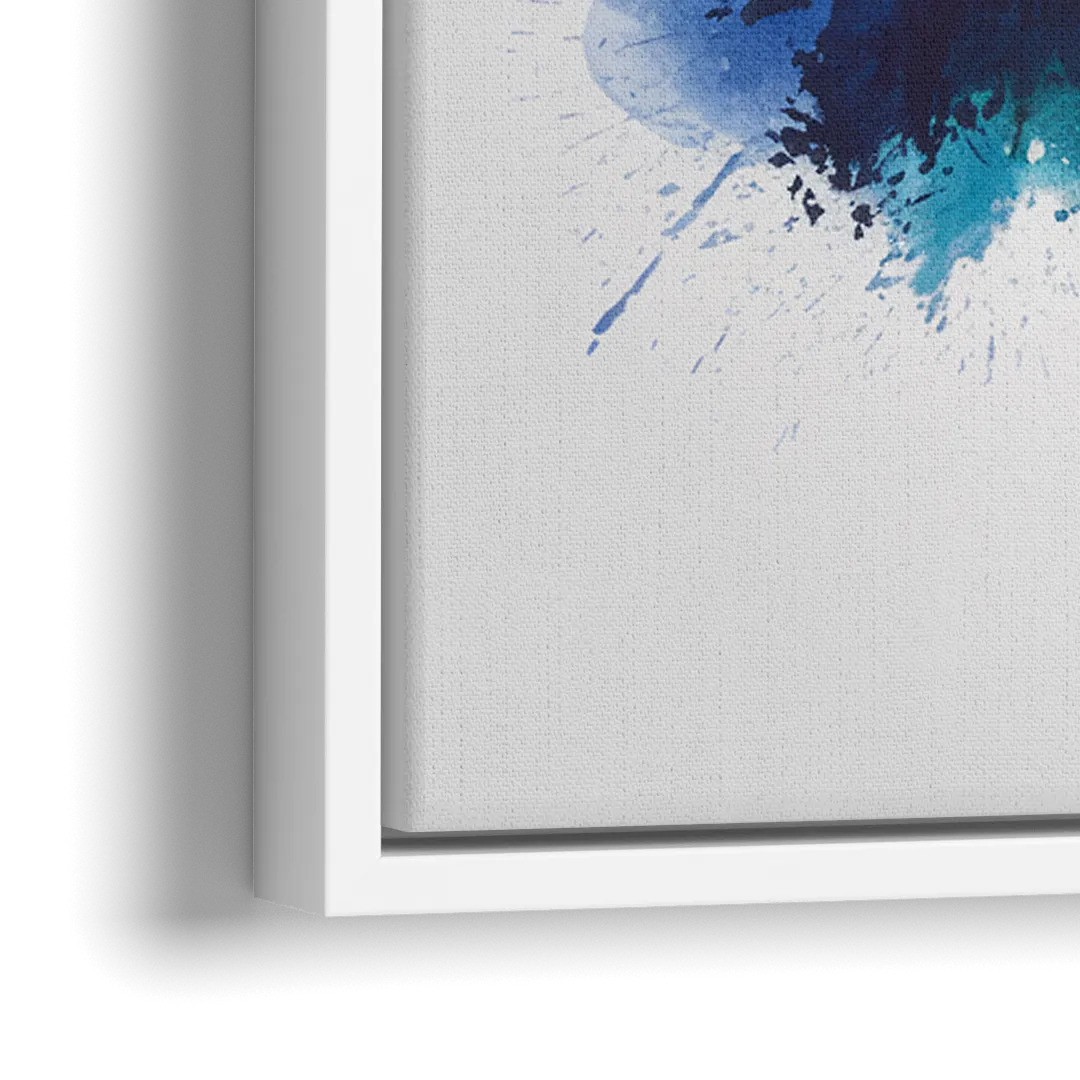 Charlotte Skyline With Blue Tones - Close-Up White Frame Canvas