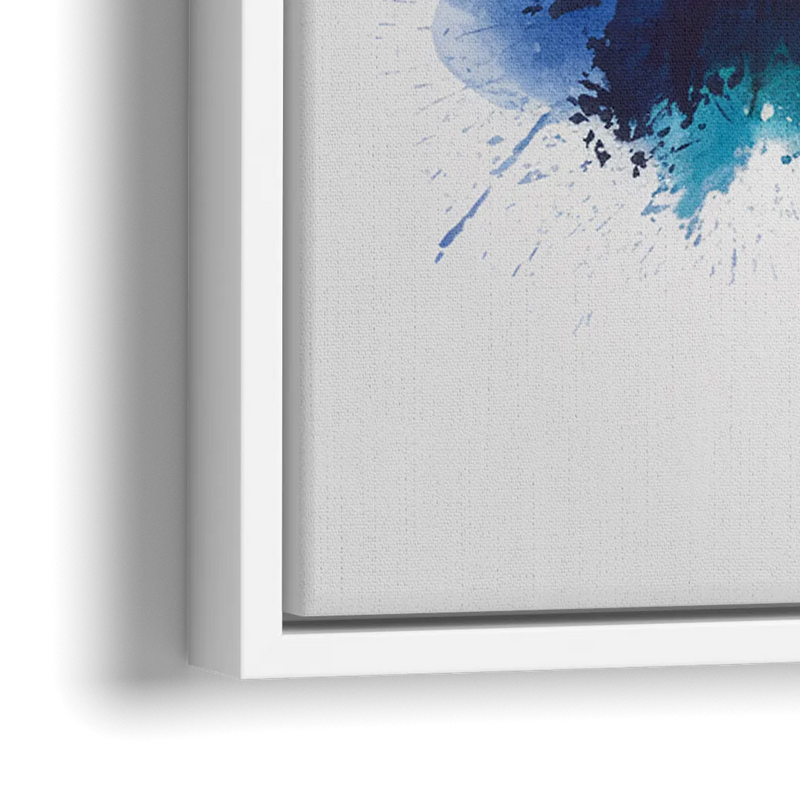 Charlotte Skyline With Blue Tones - Close-Up White Frame Canvas