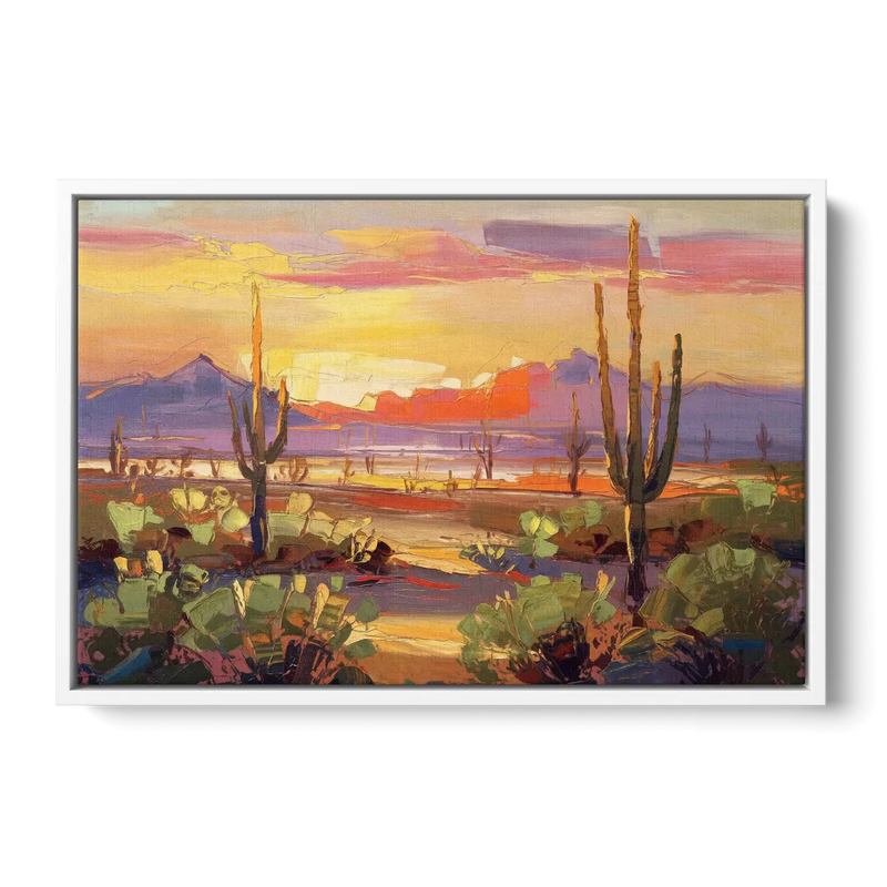 Phoenix Desert Horizon Scene - White Frame Canvas
