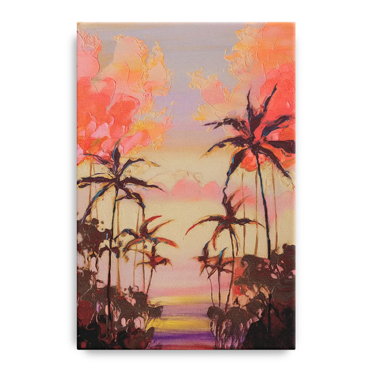 Honolulu Palm Trees Silhouette - Canvas Wall Art