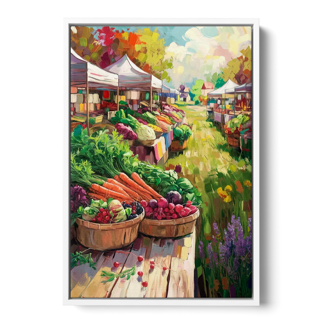 Madison Farmers Market Delight - White Frame Canvas