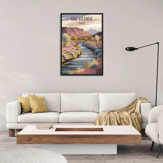 Albuquerque Rio Grande Views - Living Room Black Frame Canvas