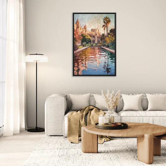 San Diego Balboa Park Scenes - Living Room Black Frame Canvas