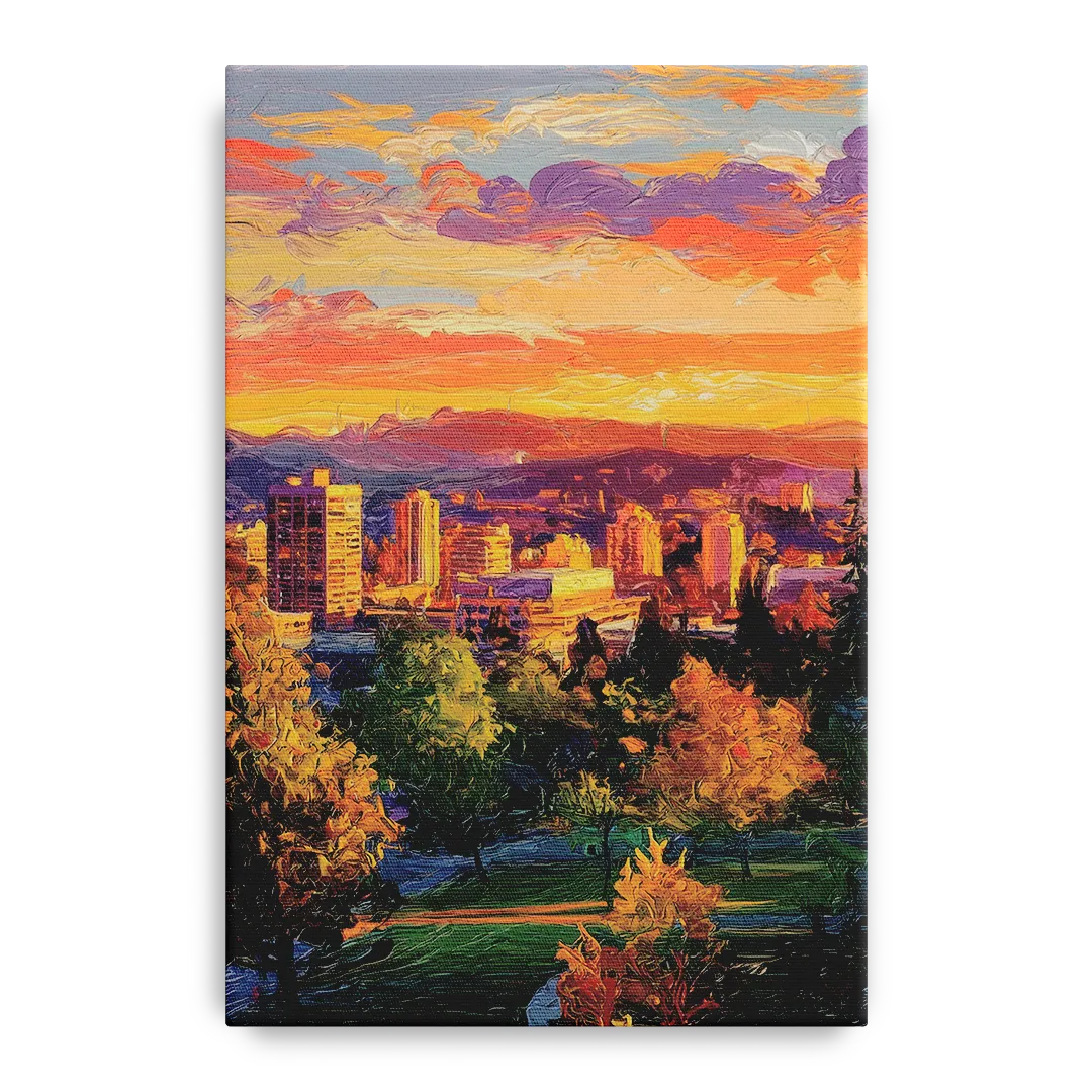 Eugene Skyline at Sunset - Canvas Wall Art