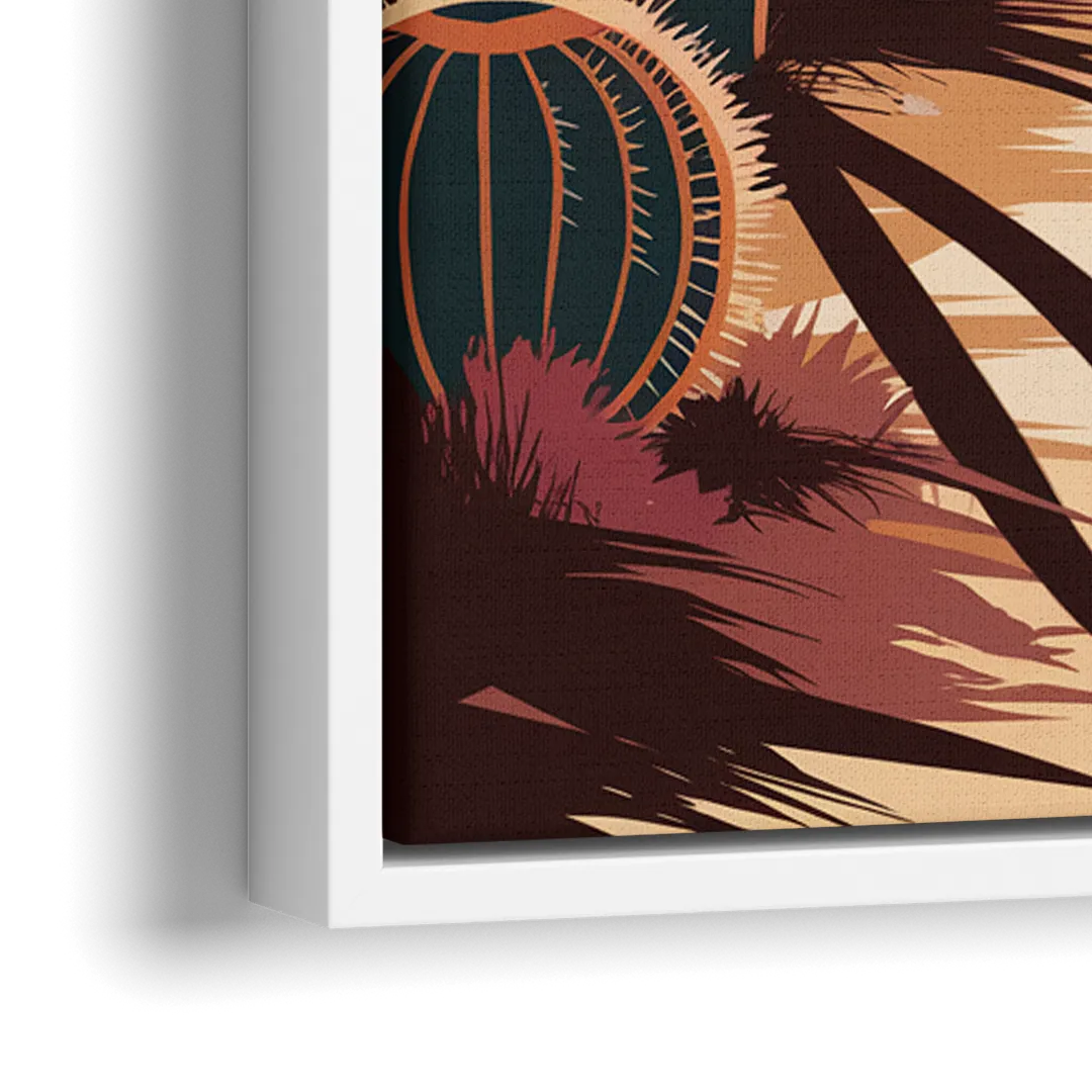 Tombstone Desert Sunset - Close-Up White Frame Canvas