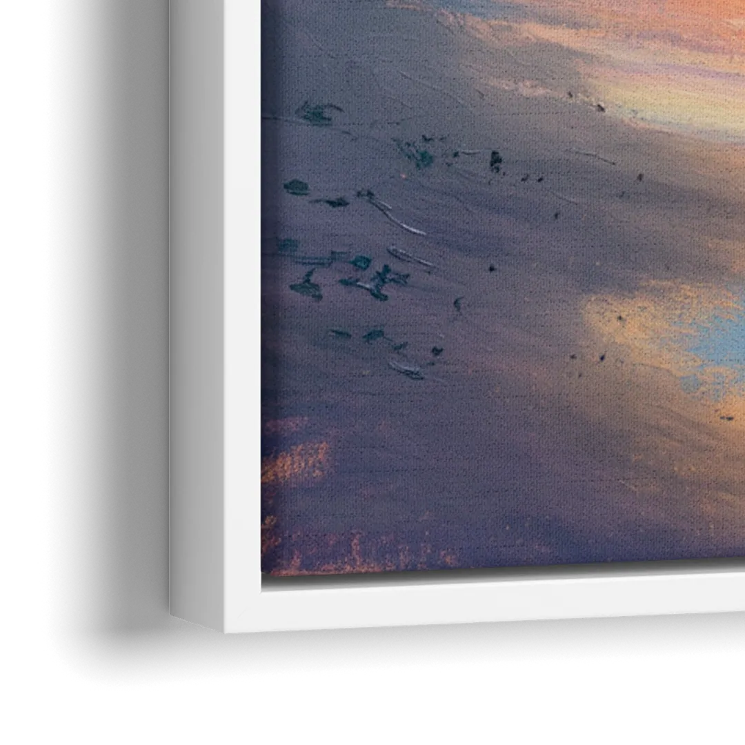 English Bay Sunset - Close-Up White Frame Canvas