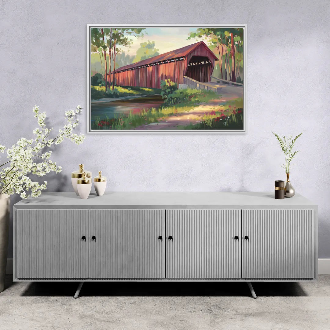 Ashland Covered Bridge - Living Room White Frame Canvas