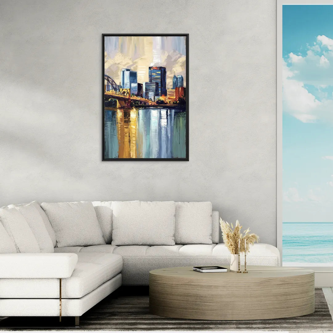 Memphis Downtown Charm - Living Room Black Frame Canvas