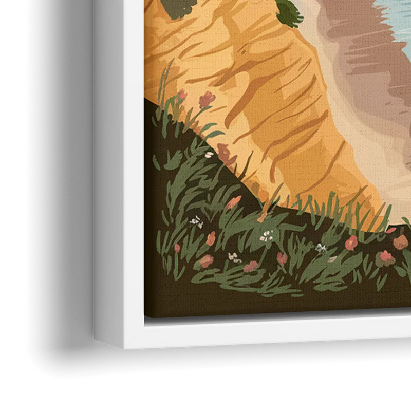Big Sur Serene Landscape - Close-Up White Frame Canvas
