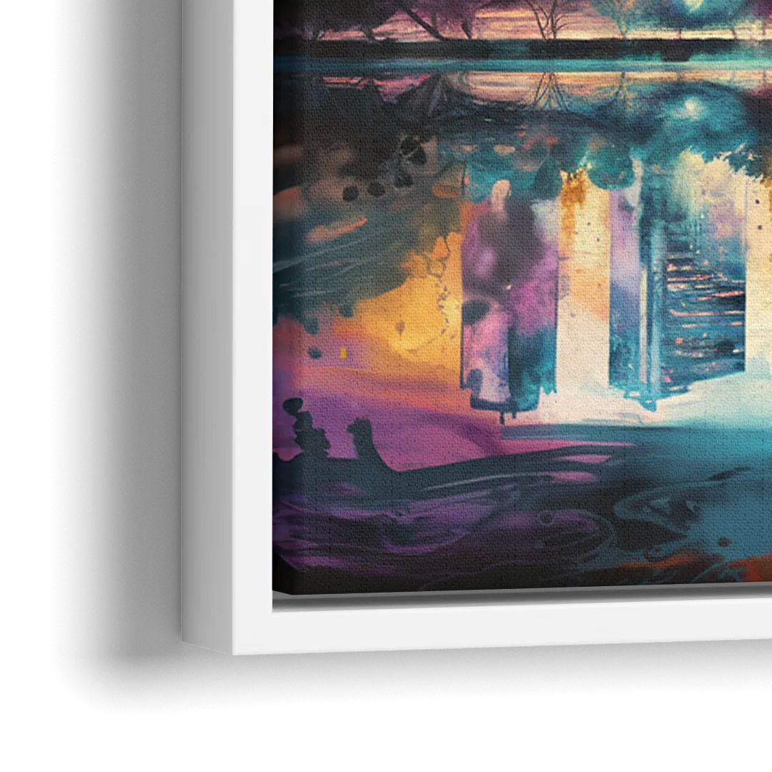 Atlanta Skyline With Reflection - Close-Up White Frame Canvas