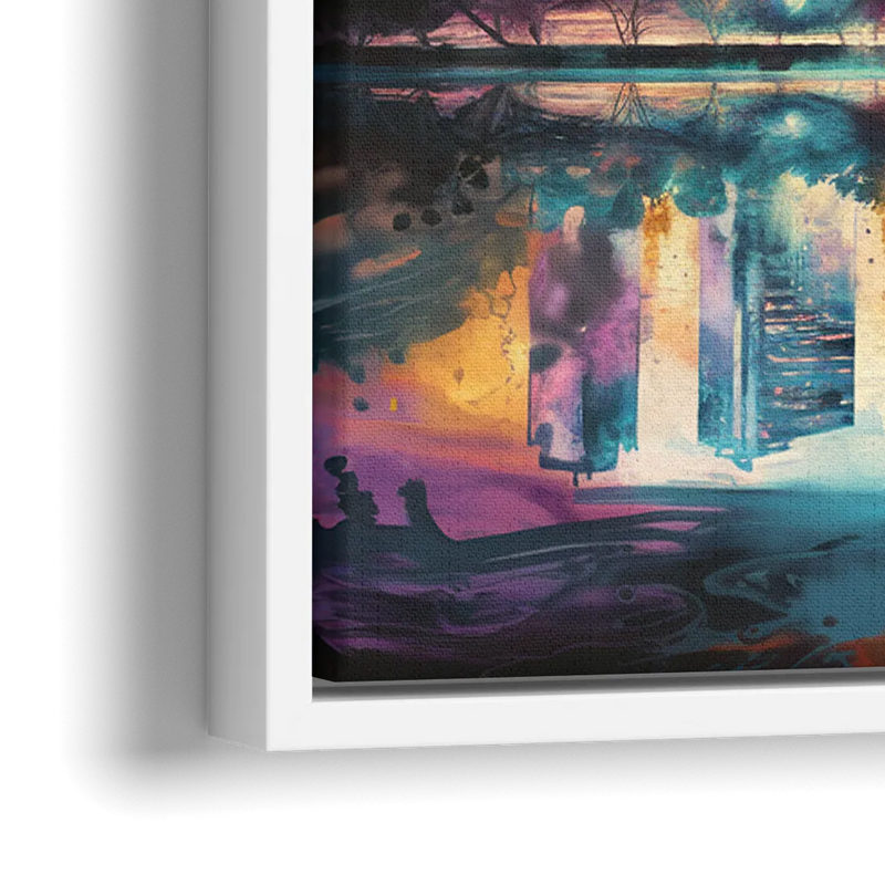 Atlanta Skyline With Reflection - Close-Up White Frame Canvas