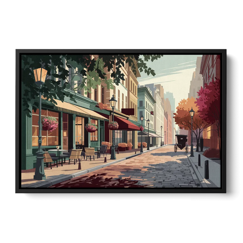 Franklin Vintage Streets - Black Frame Canvas
