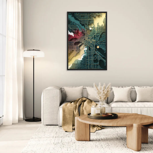 Denver Urban Street Vibes - Living Room Black Frame Canvas