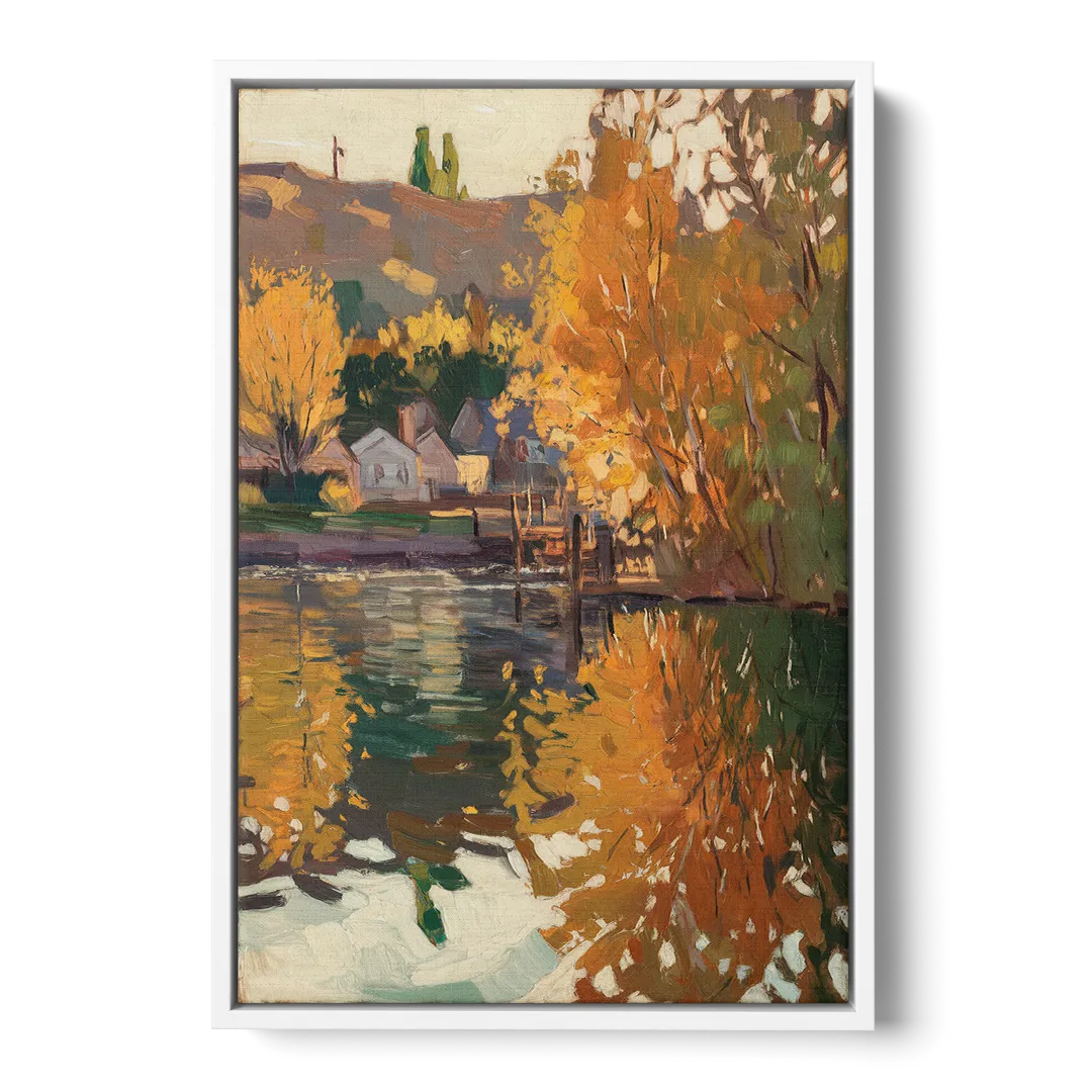 Boise Riverfront Scene - White Frame Canvas