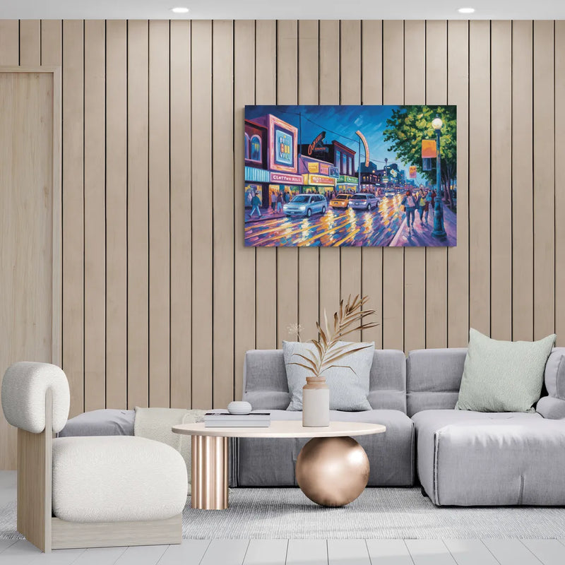 Clifton Hill Neon Lights - Canvas Wall Art Living Room