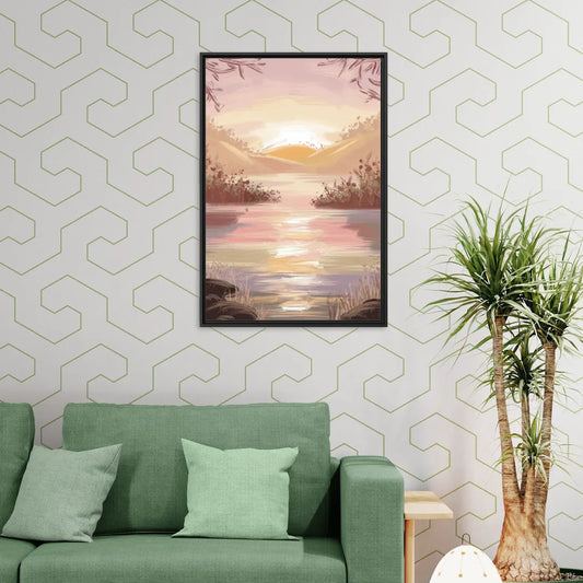 Springfield Sunrise Landscape - Living Room Black Frame Canvas