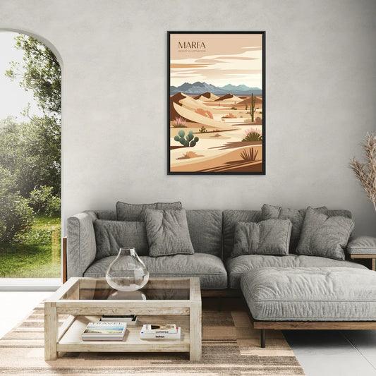 Marfa Desert Modern - Living Room Black Frame Canvas