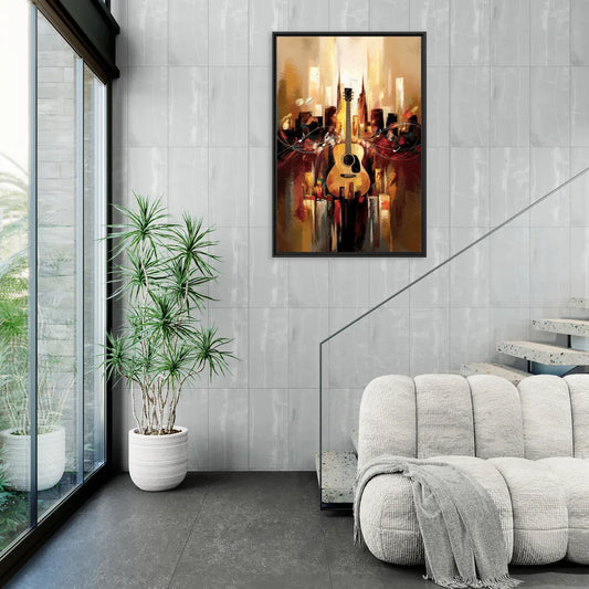 Nashville Country Music Vibes - Living Room Black Frame Canvas