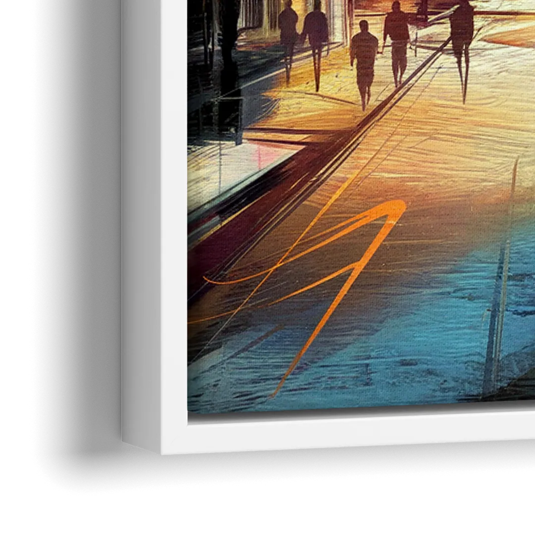 Nashville Downtown Streets - Close-Up White Frame Canvas