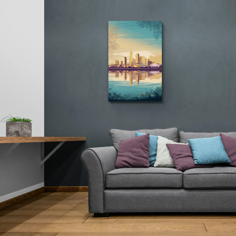 Garland Skyline Reflection - Canvas Wall Art Living Room