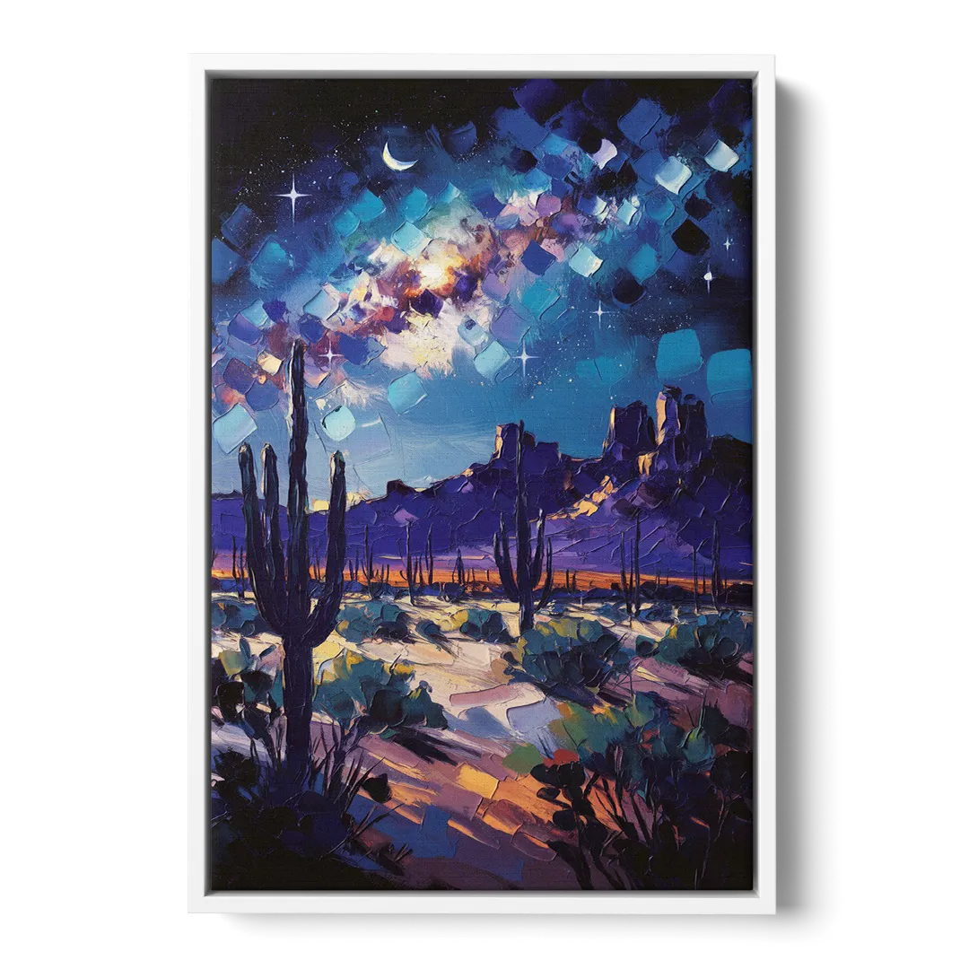 Chandler Desert Night Sky - White Frame Canvas