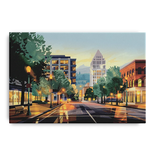 Eugene Cityscape Downtown - Canvas Wall Art