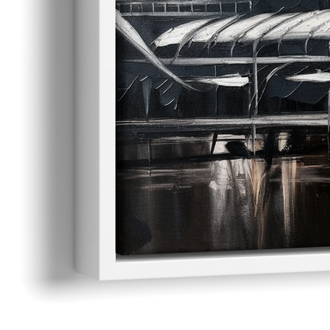 New Orleans Black and White Skyline - Close-Up White Frame Canvas