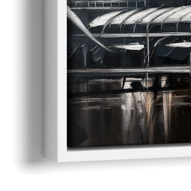 New Orleans Black and White Skyline - Close-Up White Frame Canvas