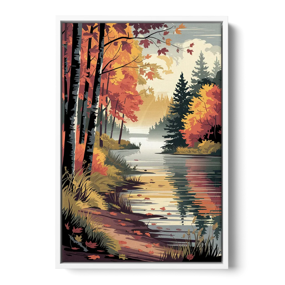 Ontario Autumn Colors - White Frame Canvas