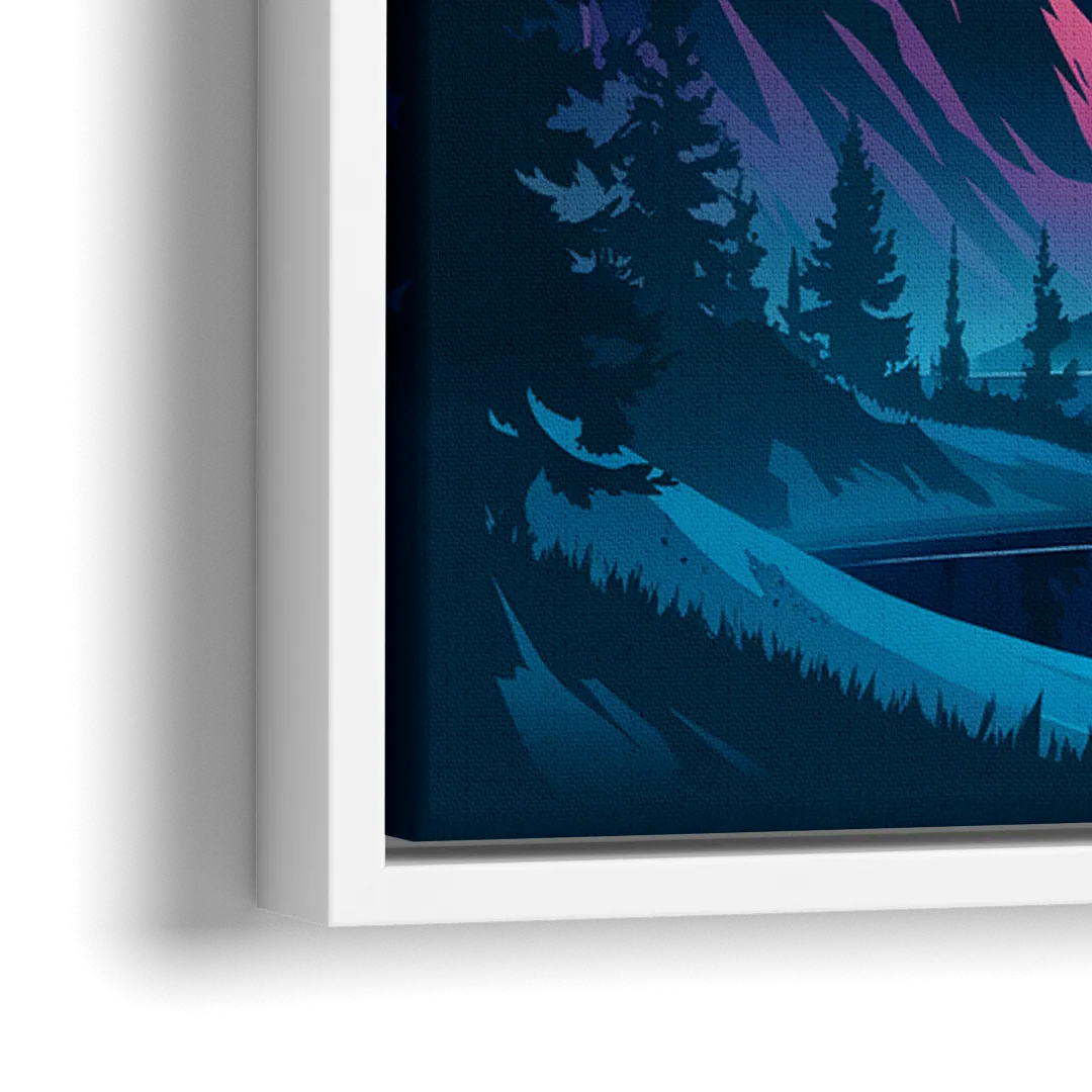 Aurora Starry Night - Close-Up White Frame Canvas