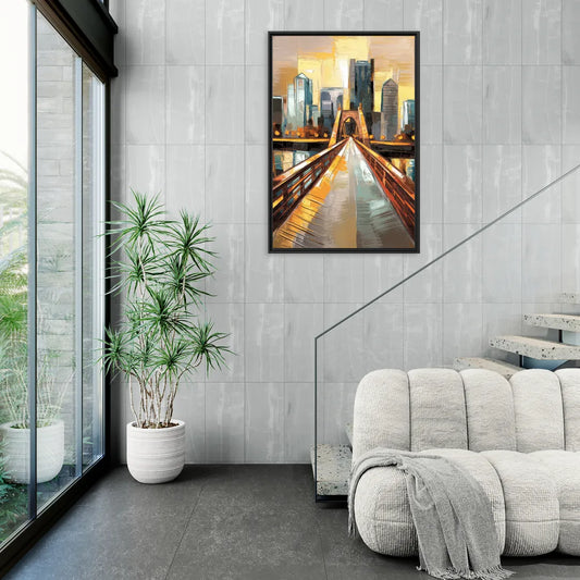 Pittsburgh City of Bridges - Living Room Black Frame Canvas