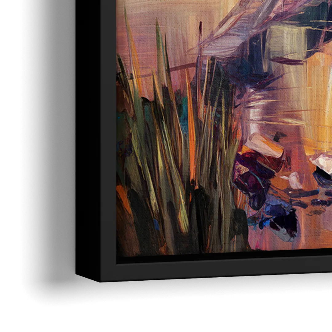 Chesapeake Bridge Panorama - Close-Up Black Frame Canvas