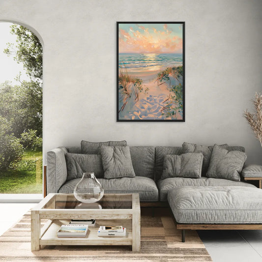 La Jolla Beachfront Serenity - Living Room Black Frame Canvas