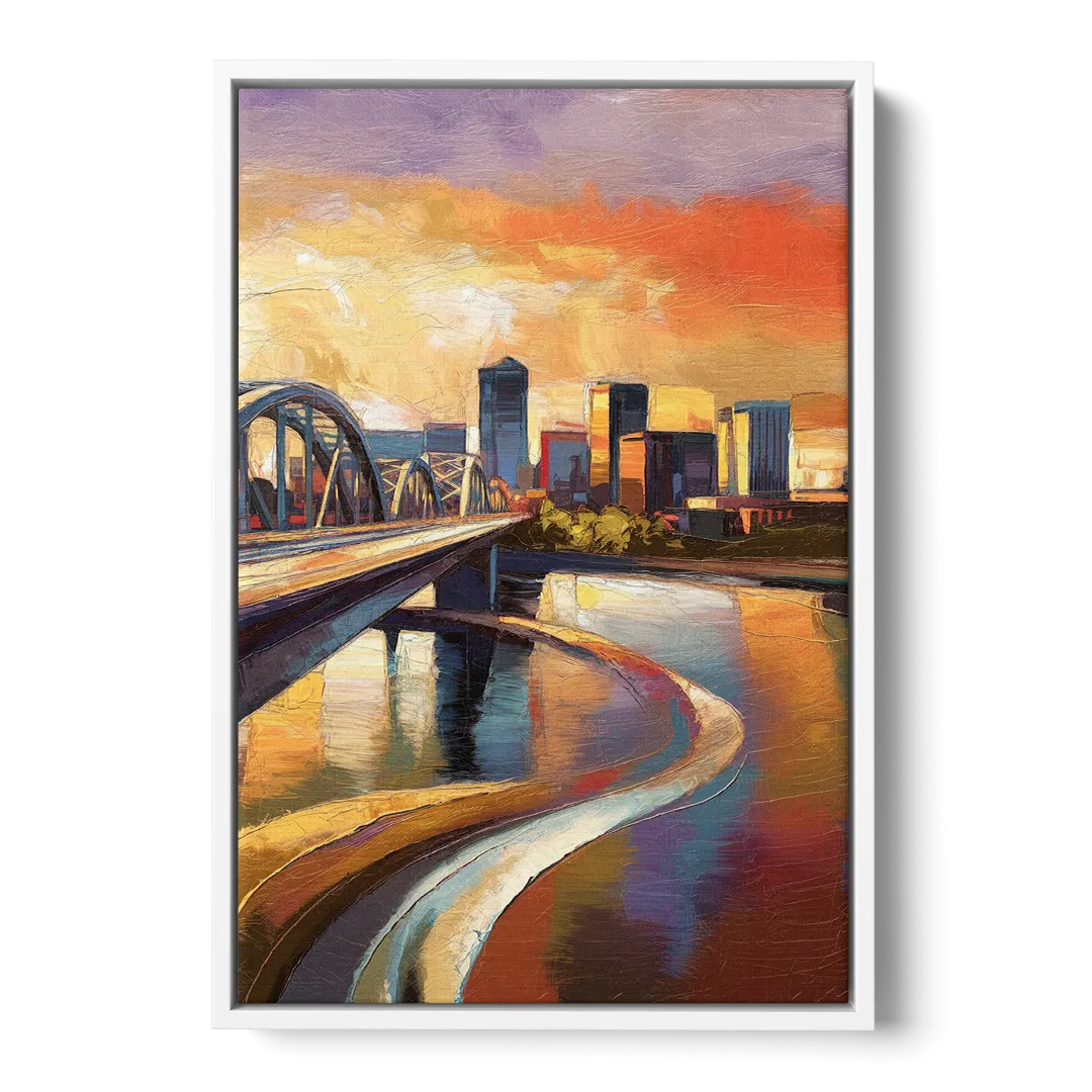 Memphis Riverfront Views - White Frame Canvas