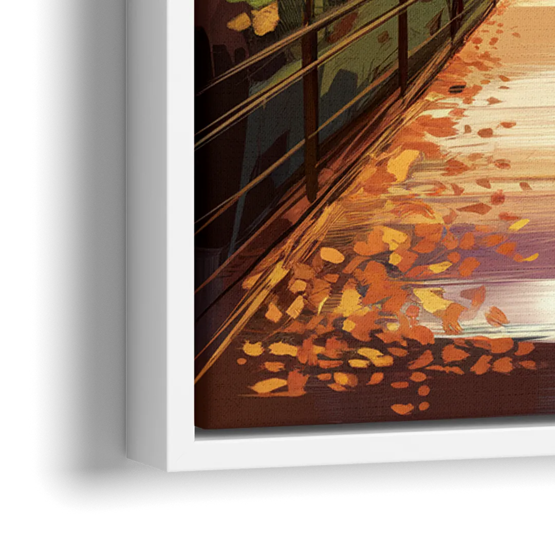 New York City Central Park in Fall Sunny - Close-Up White Frame Canvas