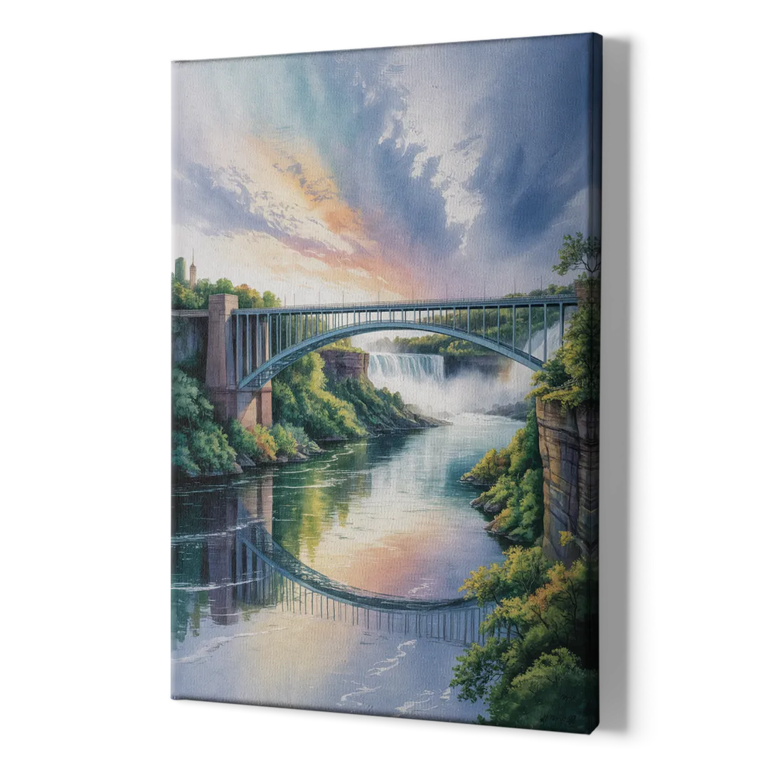 Niagara Falls Rainbow Bridge - Canvas Print Art Sides