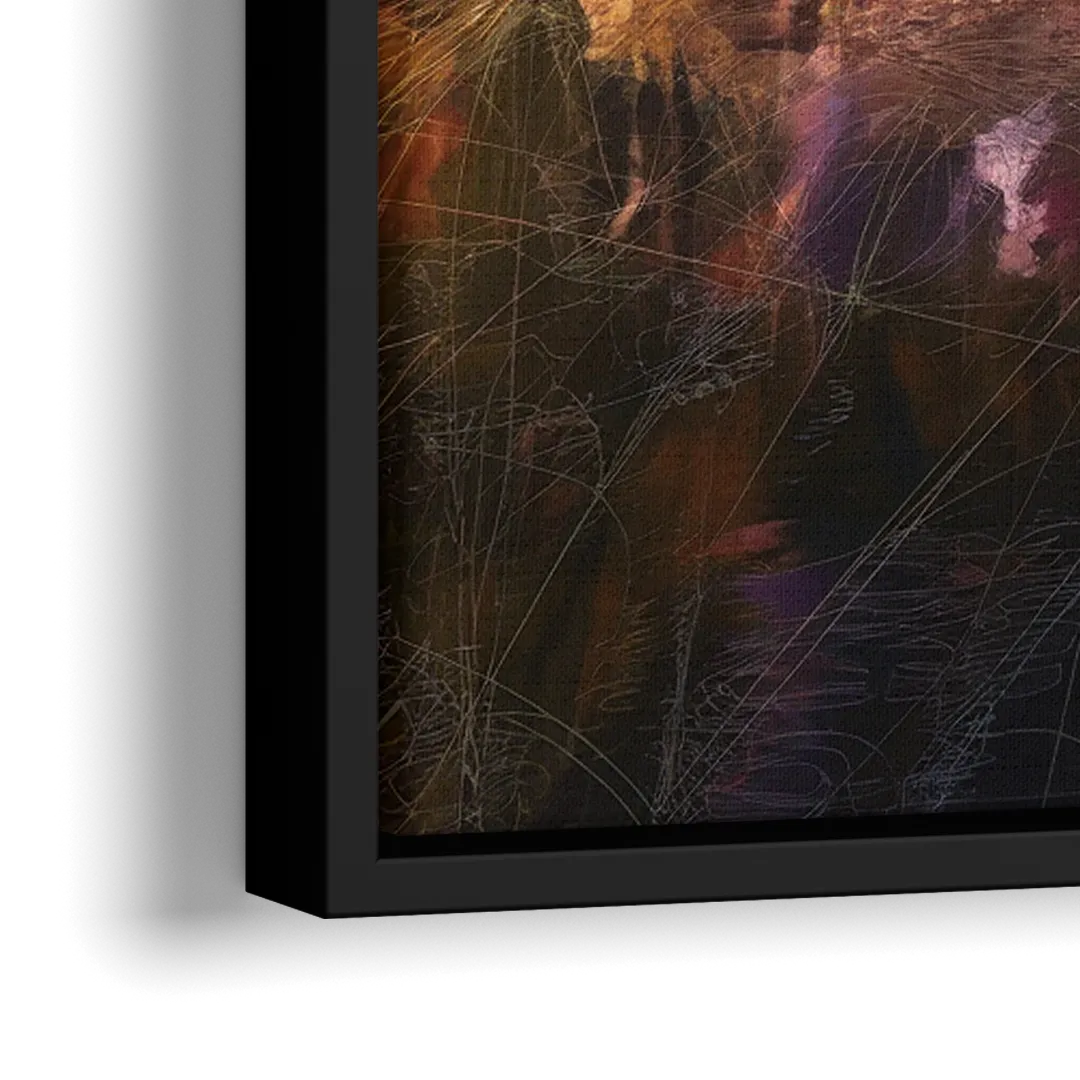 Atlanta Skyline with Ferris Wheel - Close-Up Black Frame Canvas