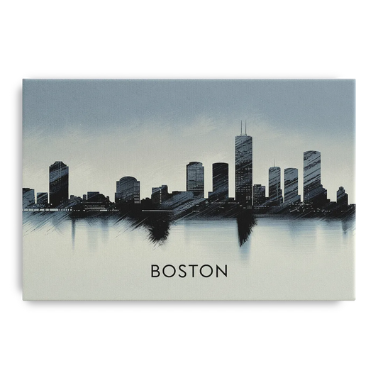 Boston Skyline In Fog - Canvas Wall Art