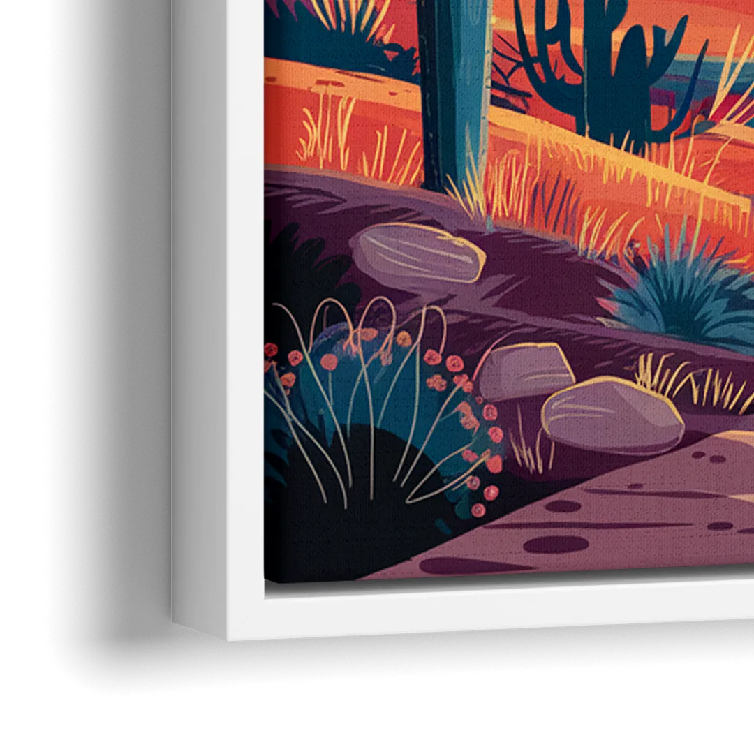 Phoenix Desert Landscape - Close-Up White Frame Canvas