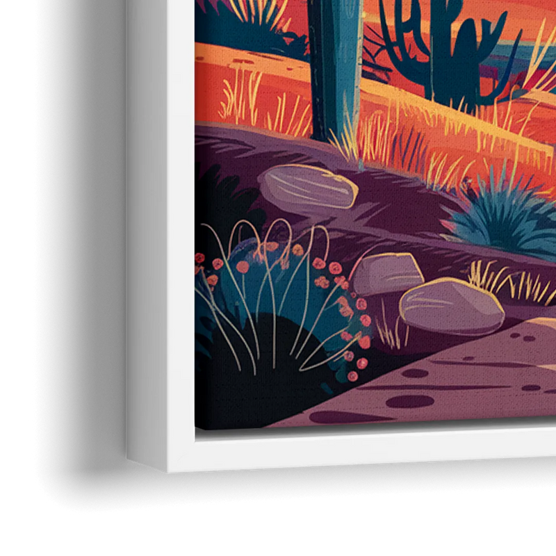Phoenix Desert Landscape - Close-Up White Frame Canvas