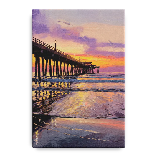 Long Beach Pier at Sunset - Canvas Wall Art