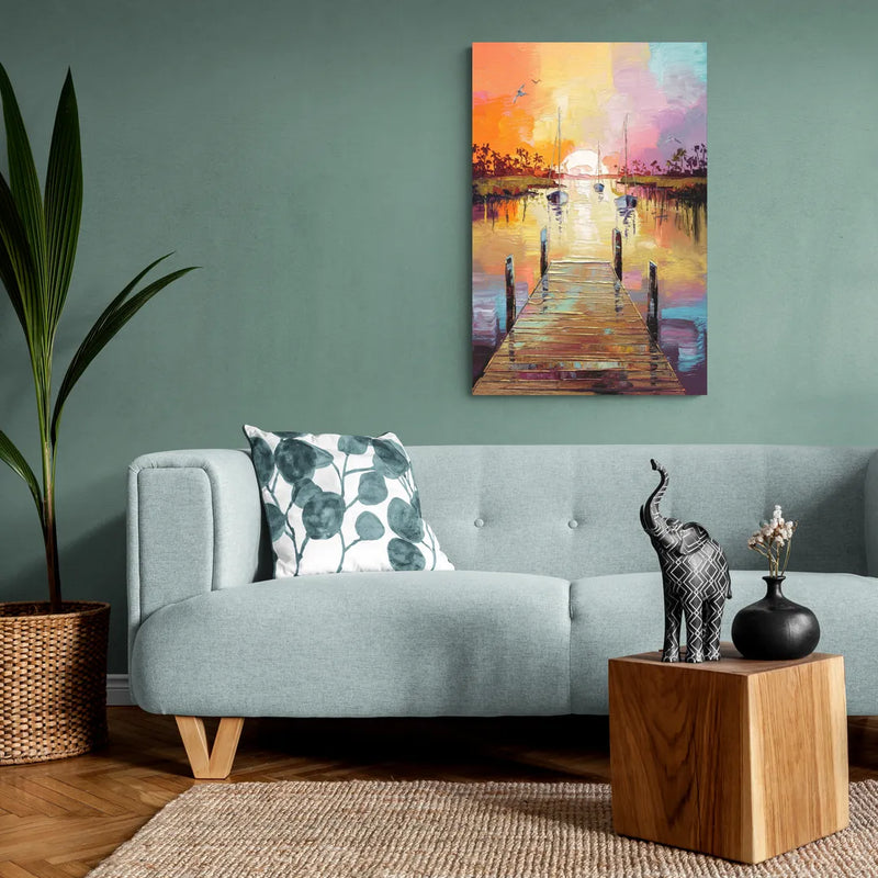 Charleston Harbor at Sunset - Canvas Wall Art Living Room