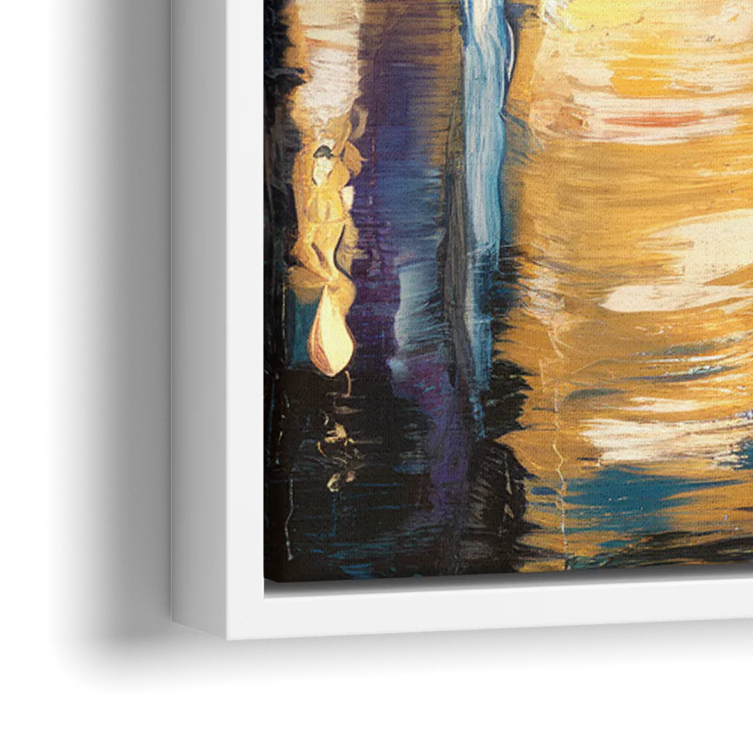 Grand Rapids Nighttime Skyline Glow - Close-Up White Frame Canvas