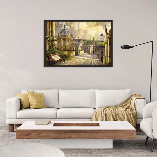 Oxford University Charm - Living Room Black Frame Canvas
